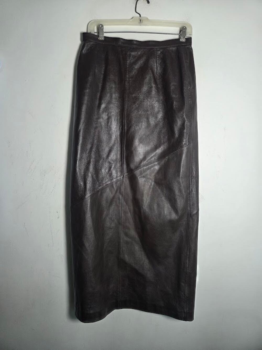 Garson by Rem Garson Dark Brown 100% Leather Straight Long Skirt size 10/Medium